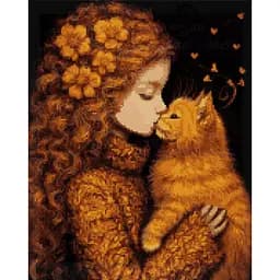 Алмазна мозаїка Santi Дівчинка та кошеня 40х50 см на підрамнику (956047)