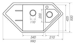 Кухонна мийка Platinum 9950 PANDORA МОККО (SP000025186) - мініатюра 2
