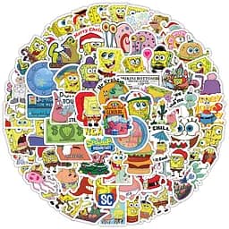 Стікерпак Губка Боб Набір наклейок GeekLand SpongeBob 100 штук