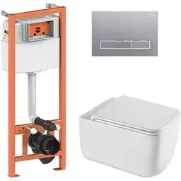 Набір Q-tap Nest 4 в 1 підвісний унітаз Gemini Ultra Quiet 530х365х373 + комплект інсталяції QT2533076EUQW46157