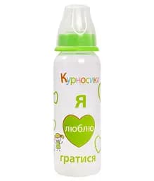 Пляшка для годування Курносики, з силіконовою соскою, 250 мл, салатовий (7002 сал)