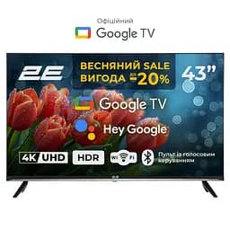Телевізор 43" LED 4K 60Hz Smart Google TV Black 2E teh0018408 - мініатюра 2