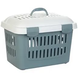 Переноска для тварин Stefanplast Midi Gulliver до 5 кг біла з синім (96176)