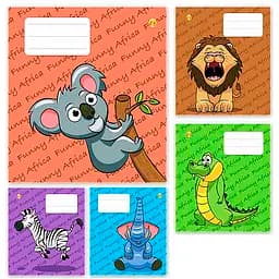 Зошити учнівські 12 аркушів лінія Люкс ТЕ12100 ВЕСЕЛА АФРИКА, 25 шт. в упаковці