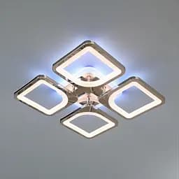 Стельова LED-люстра Diasha S8060/4HR 3color з пультом і димером, хром, 80W, 4400 lm, квадратні акрилові плафони 37,7x37,7 см
