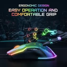Комп'ютерна мишка Onikuma C22 з RGB підсвіткою 6400 DPI дротова ігрова для комп’ютера та ноутбука безшумна - мініатюра 5