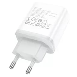 Мережевий адаптер живлення Hoco C105A 20W Type-C та USB зі швидкою зарядкою та кабелем Type-C to Type-C білий - мініатюра 5