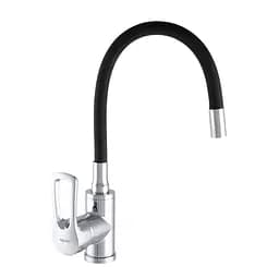 Смеситель для кухни Zerix SAR 181 с силиконовым изливом black ZX2771 Хром