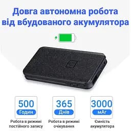 Диктофон з великим часом роботи до 500 годин Yescool E190, пам'ять 64 Гб, запис по датчику звуку, power bank (101027) - мініатюра 6