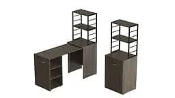 Стол-тумба трансформер Смарт 4/2 с этажеркой Ferrum-decor 1430x1450x600 Черный металл ДСП Дуб Сонома Трюфель 16 мм (FRD-105134)