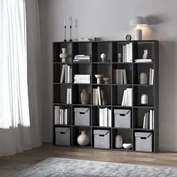 Книжная полка стеллаж Vays M-4 Антрацит с 25 ячейками ЛДСП 178x29x178 см для дома офиса детской или гостиной