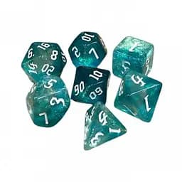Набір кубиків Double Color Glitter 7 Dice Set - Aqua-White , 7 шт. (g7dglitdc06)