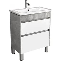 Тумба Мойдодир Polo Loft 60-U з умивальником Cosmo 60 бетон з білим Сірий