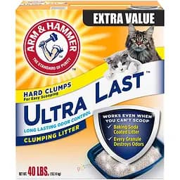 Бентонитовый наполнитель Arm & Hammer ULTRA LAST 18.14 кг комкующийся для кошачьего туалета ароматизированный