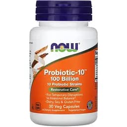 Пробіотики і пребіотики NOW Probiotic-10 100 billion, 30 вегакапсул