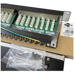 Патч-панель 19" 24хRJ-45 FTP 1U cat.6, в сборе, Organizer Atcom (FP6224)