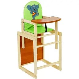 Стульчик для кормления Мася №2066 Слоник, зеленый, кожзам