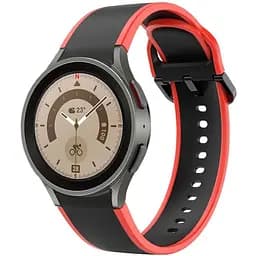 Ремінець для Samsung Galaxy Watch 4 Classic 42mm - чорно-червоний ширина кріплення 20мм силікон розмір L Watchbands Double Line (W12-2WB17999971)