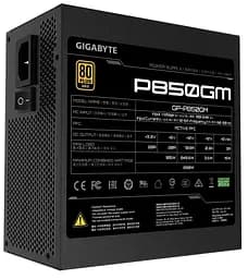 Блок живлення Gigabyte 850 Вт P850GM, Black, модульний, 120 мм (HYB), Active PFC, 80 Plus Gold, MB: 20+4 pin, CPU: 4+4 pin, VGA: 4 x 6+2 pin, 3xMolex / 1xFDD/ 8xPOP/ (GP-P850GM) - мініатюра 3