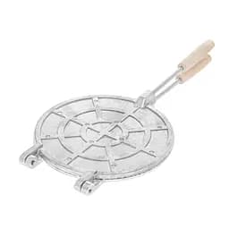 Вафельниця форма для випічки вафельних коржів кругла 220 мм (велика, дерев'яні ручки, квадрати), ХЕАЗ 81850