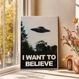 Інтер'єрна картина Цілком таємно, X-Files, I want to believe, НЛО, UFO, серіал, інтер'єрний постер, 85×60 см (id1578) - мініатюра 3