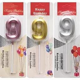 Свічка-цифра 9 металік, TL-1056