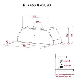 Витяжка повновбудована Perfelli BI 7453 I 850 LED - мініатюра 12
