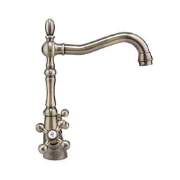 F4019-4 Змішувач для кухні двохвентильний Г-подібний ретро гусак латунний корпус шпилька бронза Frap 1/8 Бронза