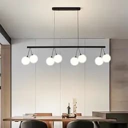 Видовжена чорна люстра з білими плафонами Line.F G 336/8L BK