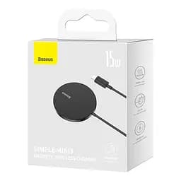 Бездротовий зарядний пристрій Baseus Simple Mini3 Magnetic Wireless Charger 15W Black (CCJJ040001) - мініатюра 2