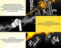 Беспроводные наушники с микрофоном HATOR HTA-431B Hyреrpunk Truepods Hybrid ANC Bluetooth 5.4 Black - мініатюра 6