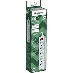 Сетевой фильтр Power filtr 1.8м Defender ES1.8, 5 розеток, белый (994810)