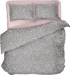 Комплект постільної білизни Lelit Полуторний сірий з рожевим полікотон P-0144/2 (le2000000274669)
