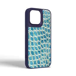 Кожаный чехол для Apple iPhone 14 Pro Max, Harder Crocosaur, синий, термополиуретан ТПУ + экокожа с текстурой крокодила, панель, защита корпуса, противоударный, микрофибра, рамка вокруг камеры, защита всего корпуса, (ARM76730) - мініатюра 2