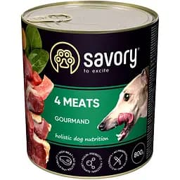 Вологий корм Savory для дорослих собак усіх порід з чотирма видами м'яса 800 г