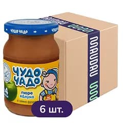 Упаковка пюре Чудо-чадо Яблоко без сахара 1.02 л (170 мл х 6 шт.)