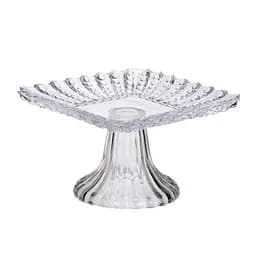 Тортовница стеклянная квадратная на ножке 16×16 см подставка для торта прозрачная, десертов, сервировка стола Yiwu 64486-17