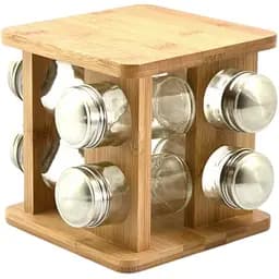 Набір ємностей для спецій на підставці Ardesto Midori 80 мл 19x19x15.5 см 9 предметів (AR1408B)