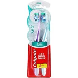 Зубна щітка Colgate 360 Суперчистота усієї порожнини рота фіолетова з зеленим 2 шт. 