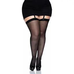 Прозорі панчохи зі швом Leg Avenue Sheer backseam stockings Black, plus Size