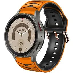 Ремінець для Samsung Galaxy Watch FE - оранжево-чорний ширина кріплення 20мм силікон Watchbands Scales (FEWB73796388)