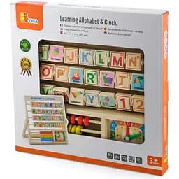 Дерев'яна гра Viga Toys Англійський алфавіт із годинником і рахівницею (50033) - мініатюра 3