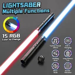Дитячий лазерний меч MOZC з RGB-підсвічуванням 15 кольорів з 4 режимами та звуками - мініатюра 4