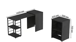 Стіл-тумба трансформер Смарт 2/1 Ferrum-decor 750x1450x500 Чорний метал ДСП Сосна Кембра 16 мм (FRD-105097) - мініатюра 5