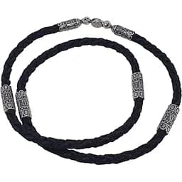 Ювелірний шнурок Меридіан 925 з текстилю з срібними вставками. 846/5 60 70