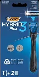 Станок для гоління Bic Flex 3 Hybrid з 2 змінними картриджами