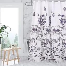 Шторка для ванной комнаты Stenson R89756, 180х180 см бело-фиолетовая (26240)