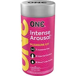Набор One Intense Arousal Pleasure Kit: Презервативы 6 шт. + Лубрикант 6 шт. + Вибро кольцо 1 шт. (ROZ6501053344)
