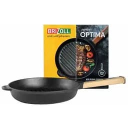 Сковорода-гриль Brizoll Optima чавунна з ручкою 28х5 см (O2850G-P) - мініатюра 3