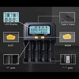 Універсальний зарядний пристрій PowerKan PD4 4 канали з екраном під 18650 - мініатюра 3